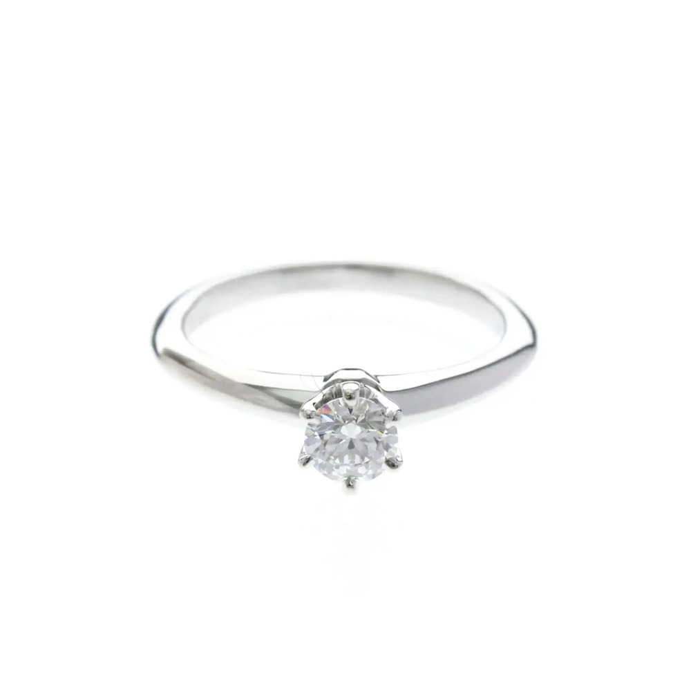 Tiffany Classic Solitaire Platinum Fashion Diamond Band Ring Carat/0.31 Silver